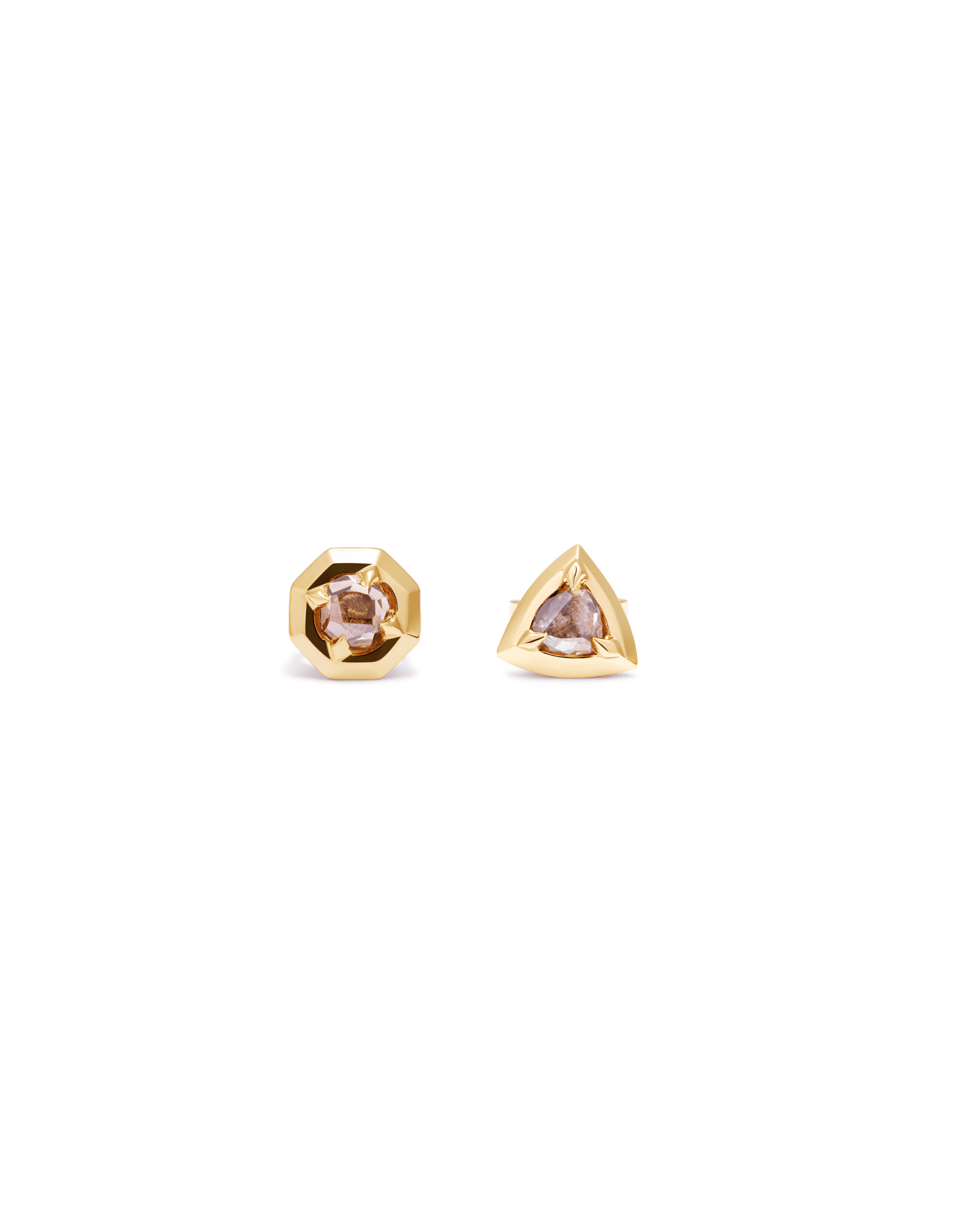 mismatched pair theia studs triangle & octagon small - 3