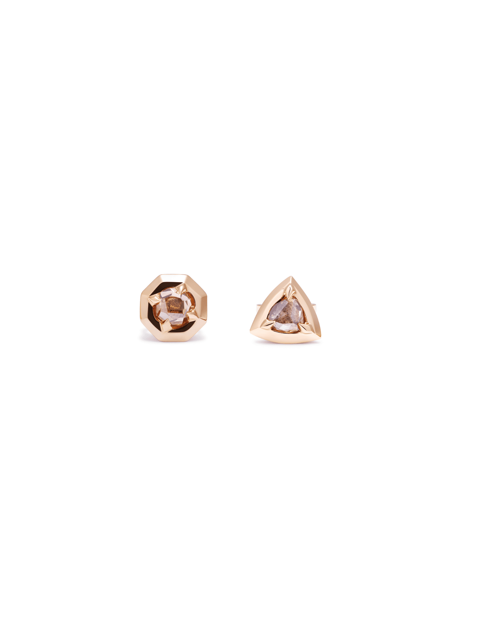 mismatched pair theia studs triangle & octagon small - 2