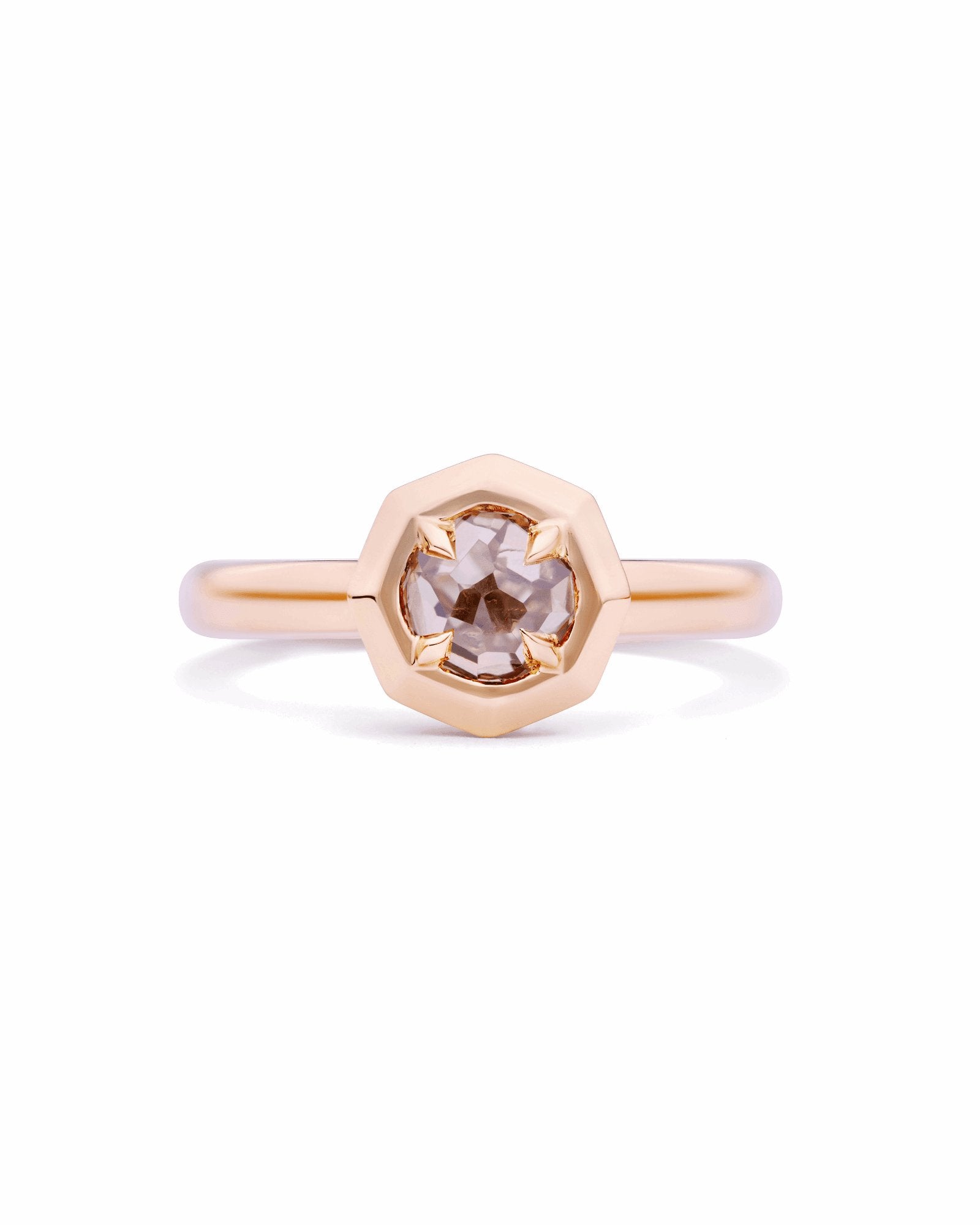 freeform rose cut diamond triangle ring